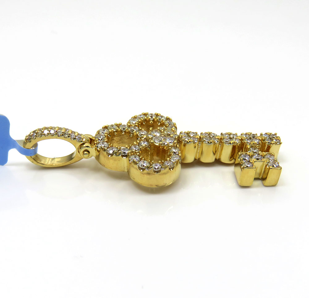 14k yellow gold medium diamond key pendant 1.44ct