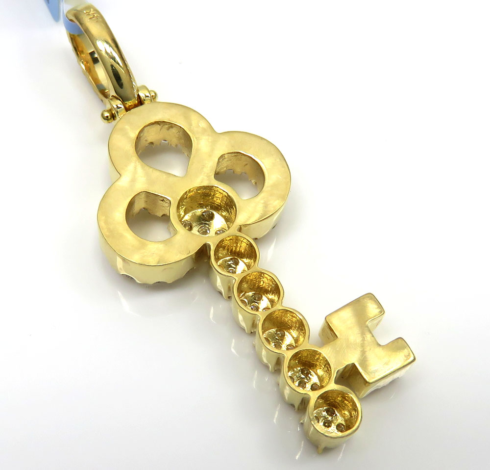 14k yellow gold medium diamond key pendant 1.44ct