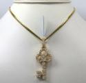 14k yellow gold medium diamond key pendant 1.44ct