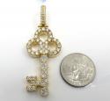 14k yellow gold large diamond key pendant 3.54ct