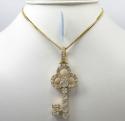 14k yellow gold large diamond key pendant 3.54ct
