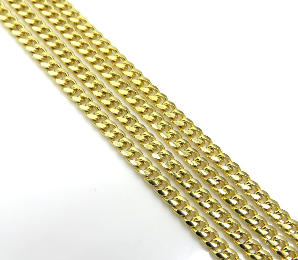 10k yellow gold solid thin miami chain 22-24