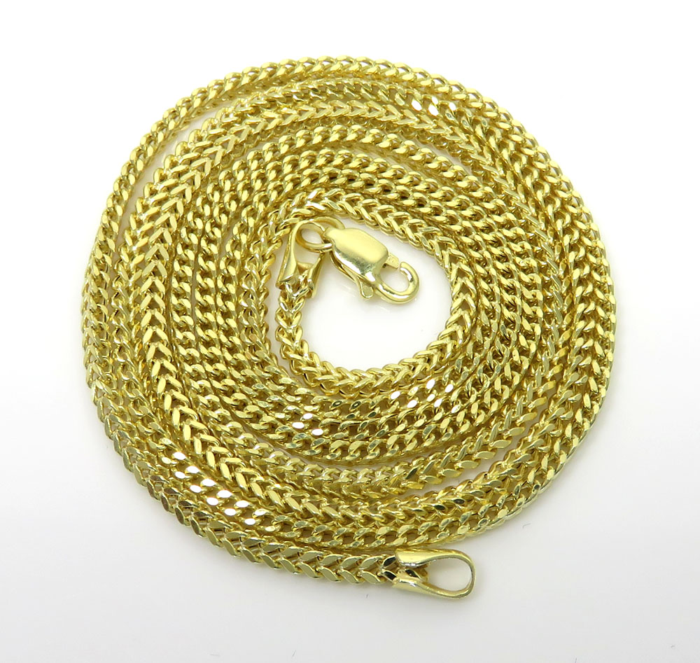 10k yellow gold hollow skinny franco link chain 18-26 inch 1.8mm - Image 2