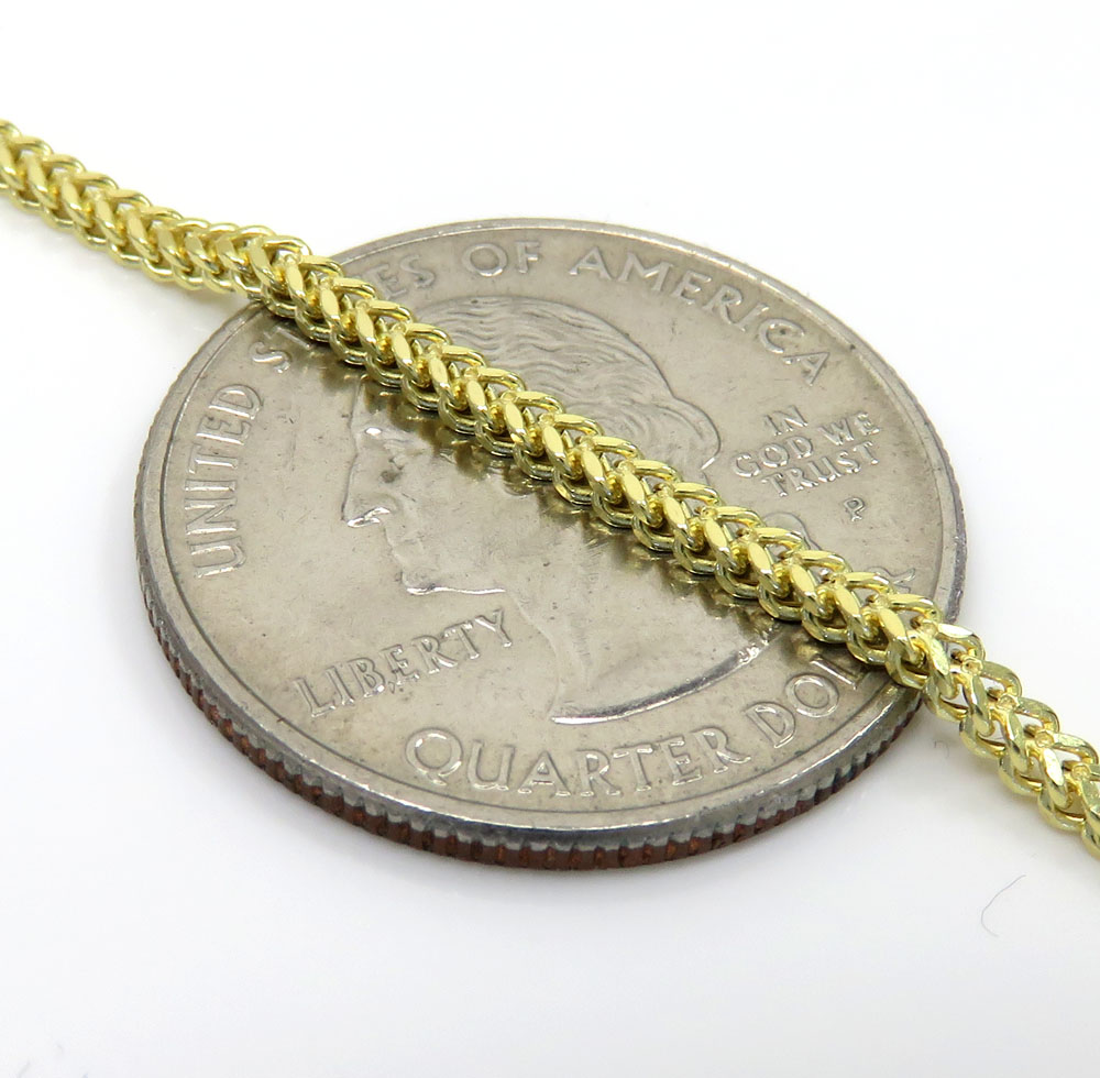 10k yellow gold hollow skinny franco link chain 18-26 inch 1.8mm