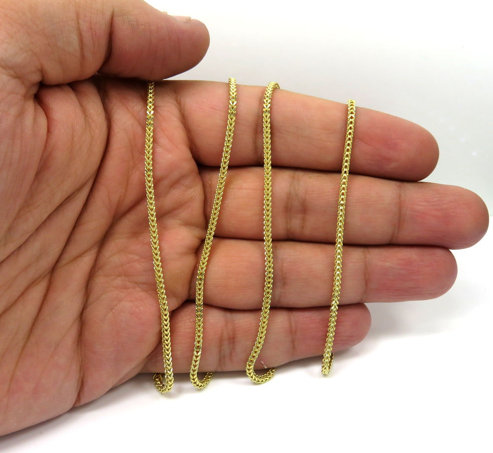 10k yellow gold hollow skinny franco link chain 18-26 inch 1.8mm