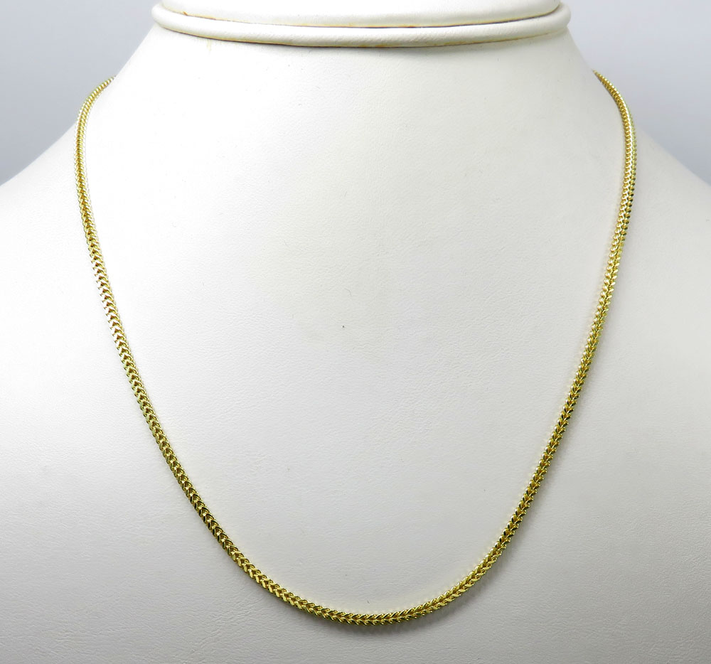 10k yellow gold hollow skinny franco link chain 18-26 inch 1.8mm - Image 6