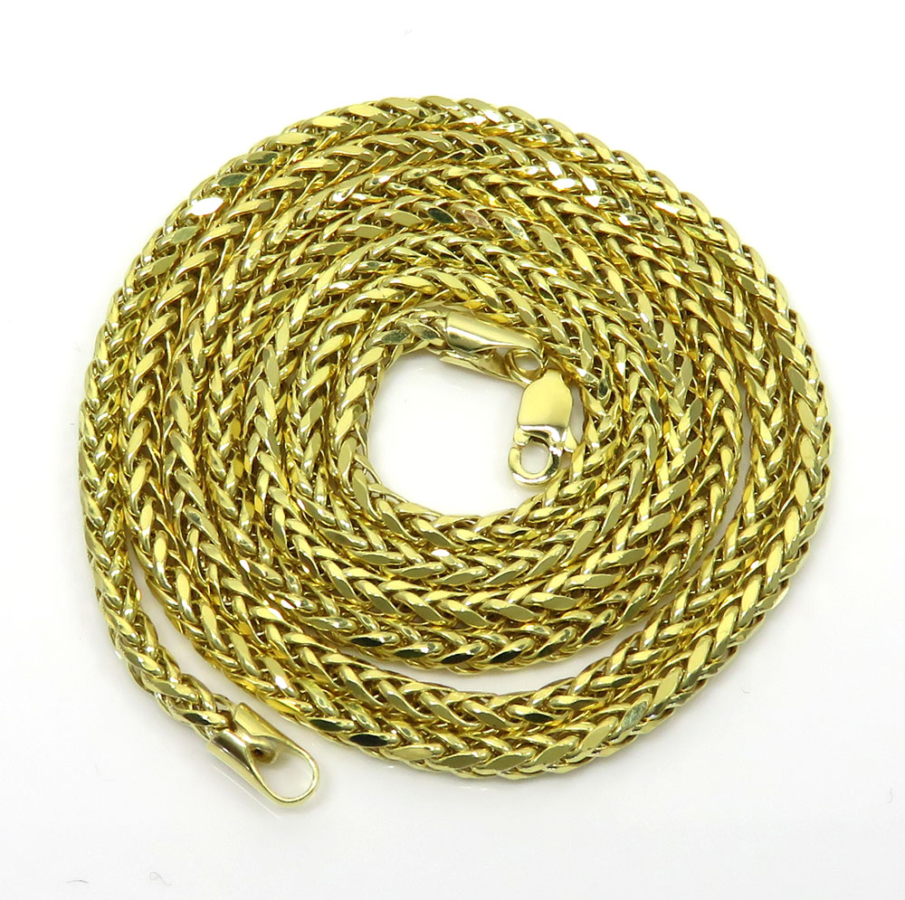 10k yellow gold skinny hollow wheat chain 20-24 inch 2.50mm