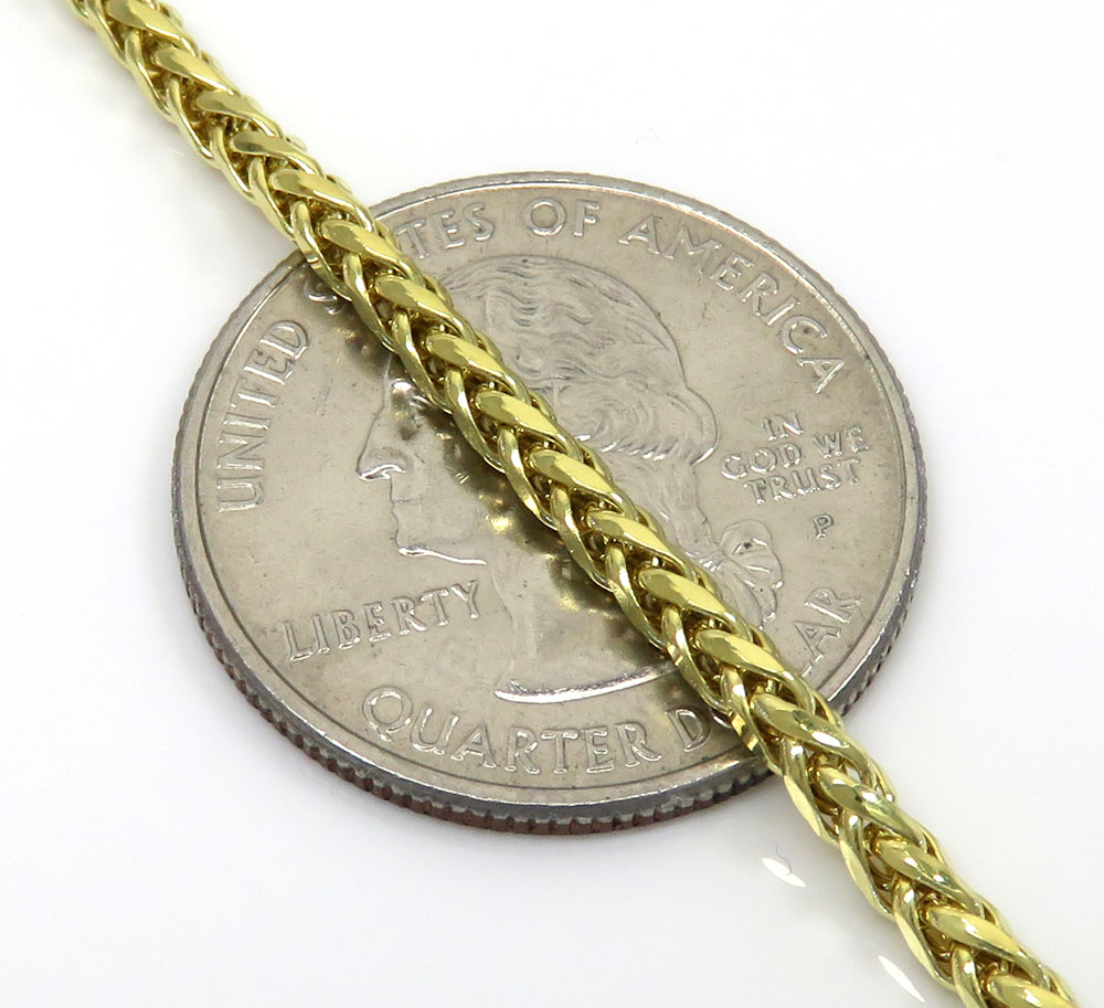 10k yellow gold skinny hollow wheat chain 20-24 inch 2.50mm