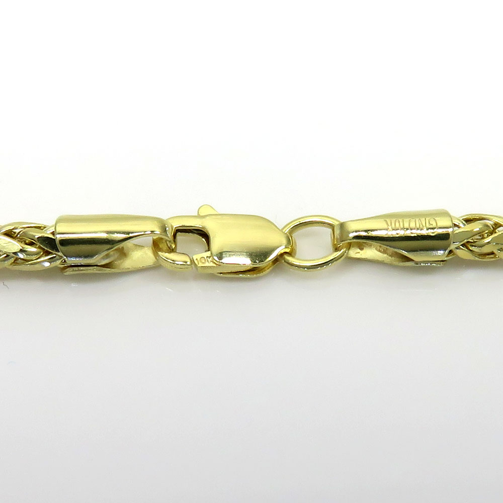 10k yellow gold skinny hollow wheat chain 20-24 inch 2.50mm