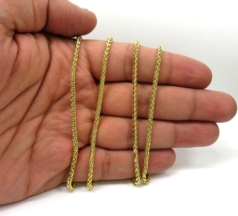10k yellow gold skinny hollow wheat chain 20-24 inch 2.50mm