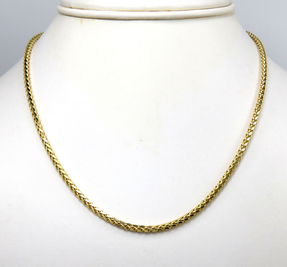 10k yellow gold skinny hollow wheat chain 20-24 inch 2.50mm