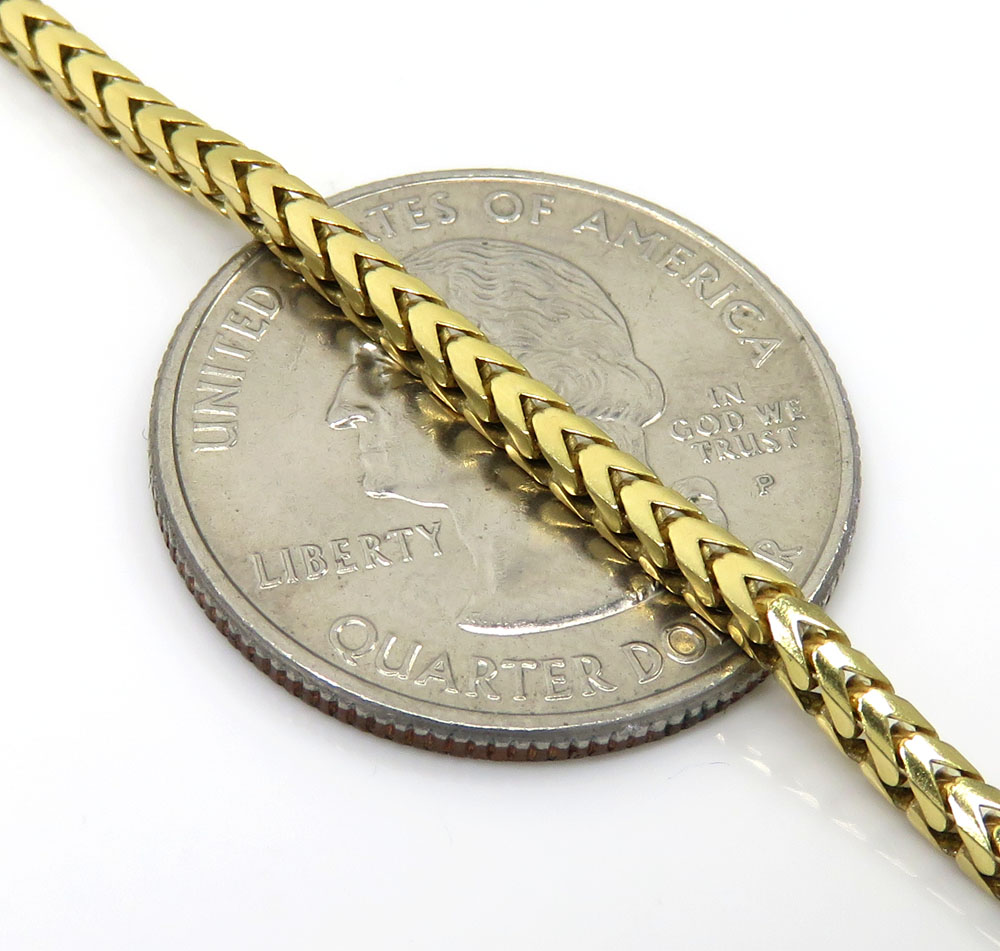 10k yellow gold solid tight franco box chain 20-24 inch 2.20mm
