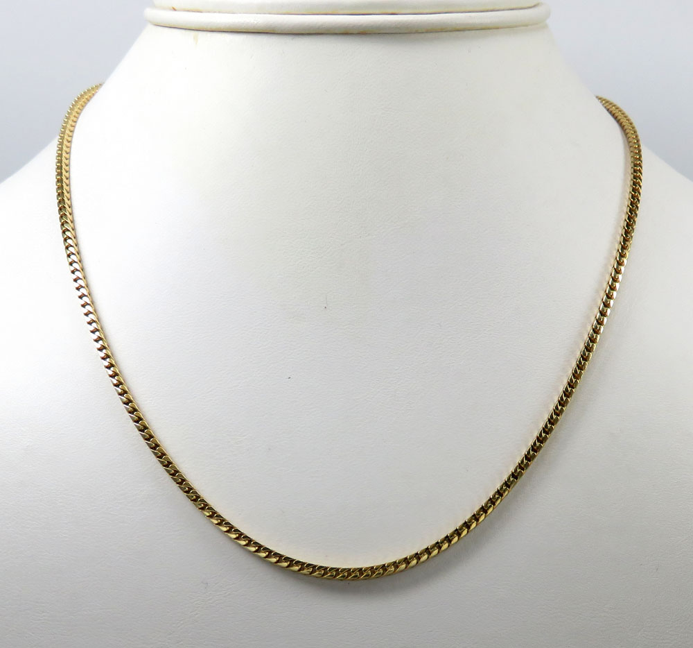 10k yellow gold solid tight franco box chain 20-26 inch 2.20mm