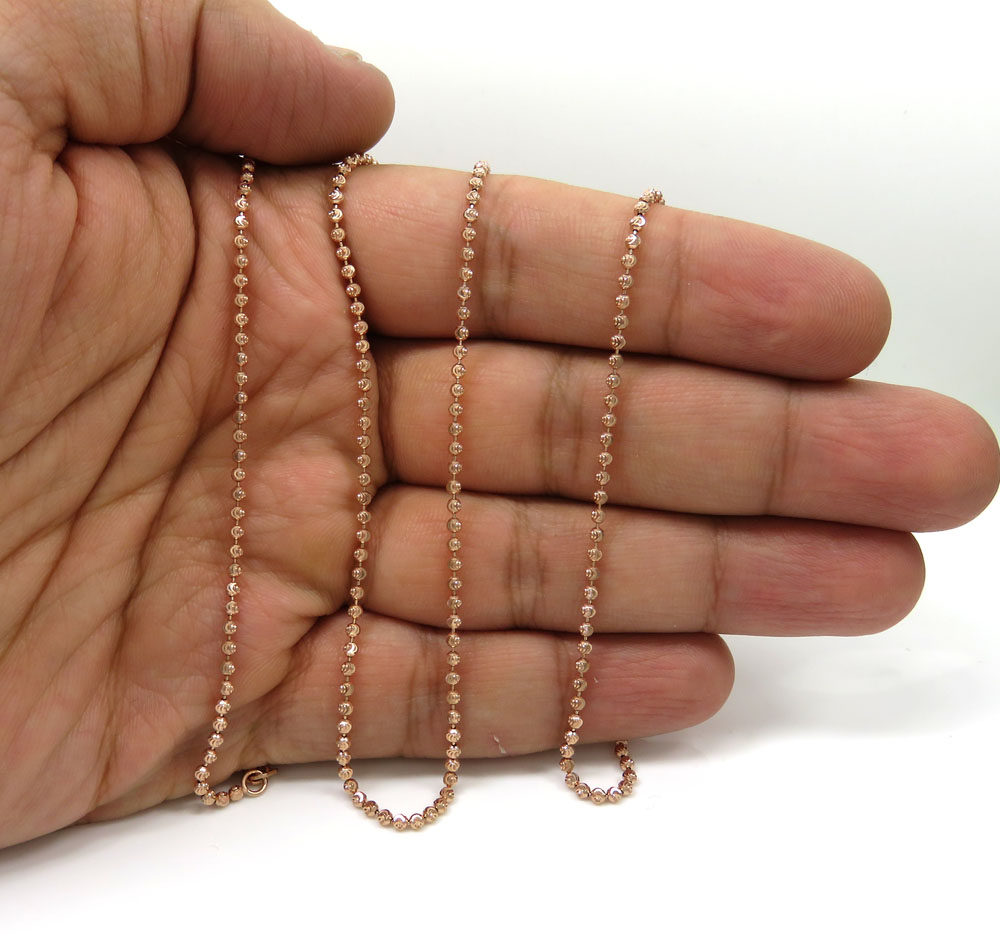 10k rose gold moon cut bead link chain 20-26 inch 2mm - Image 5