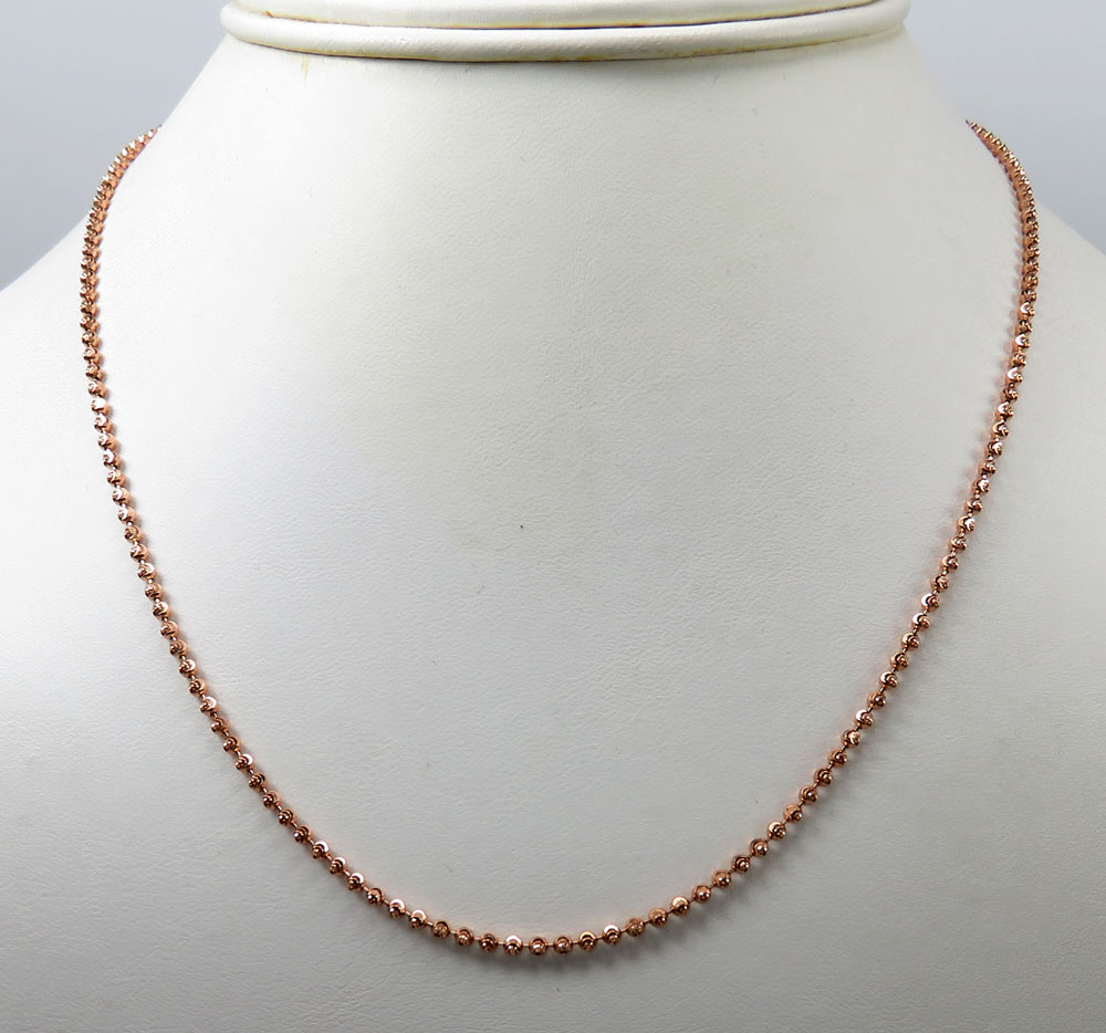 10k rose gold moon cut bead link chain 20-26 inch 2mm - Image 6