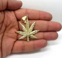 14k yellow gold nugget marijuana leaf pendant
