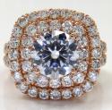 Ladies 14k rose yellow or white gold diamond square halo engagement ring 1.94ct