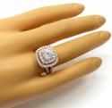 Ladies 14k rose yellow or white gold diamond square halo engagement ring 1.94ct