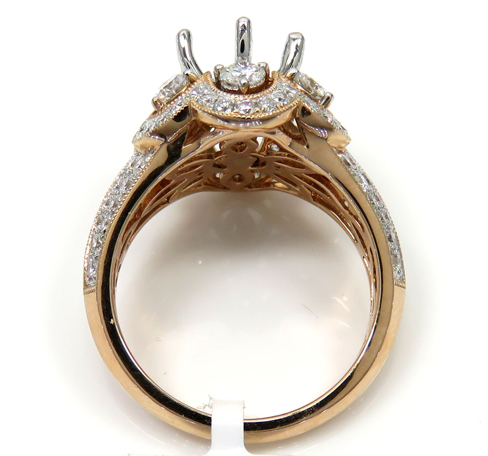 Ladies 14k rose gold round diamond semi mount ring 1.50ct - Image 4