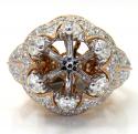 Ladies 14k rose gold round diamond semi mount ring 1.50ct
