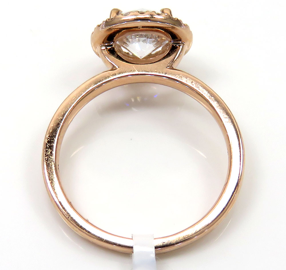 14k rose gold round diamond halo semi mount ring 0.19ct 