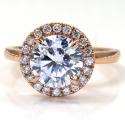 14k rose gold round diamond halo semi mount ring 0.19ct 