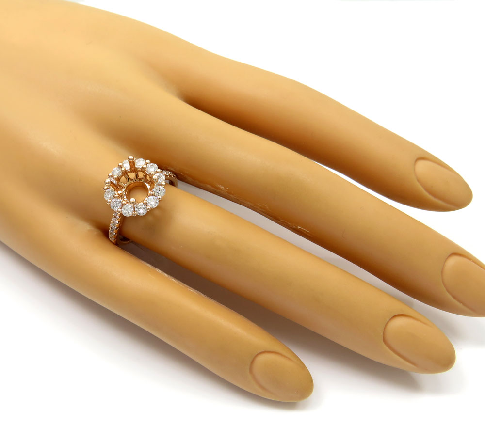 14k rose gold round diamond halo semi mount ring 1.01ct  - Image 5