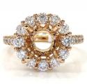 14k rose gold round diamond halo semi mount ring 1.01ct 