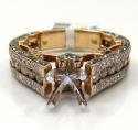 Ladies 14k rose gold champagne & white diamond engagement ring 2.12ct