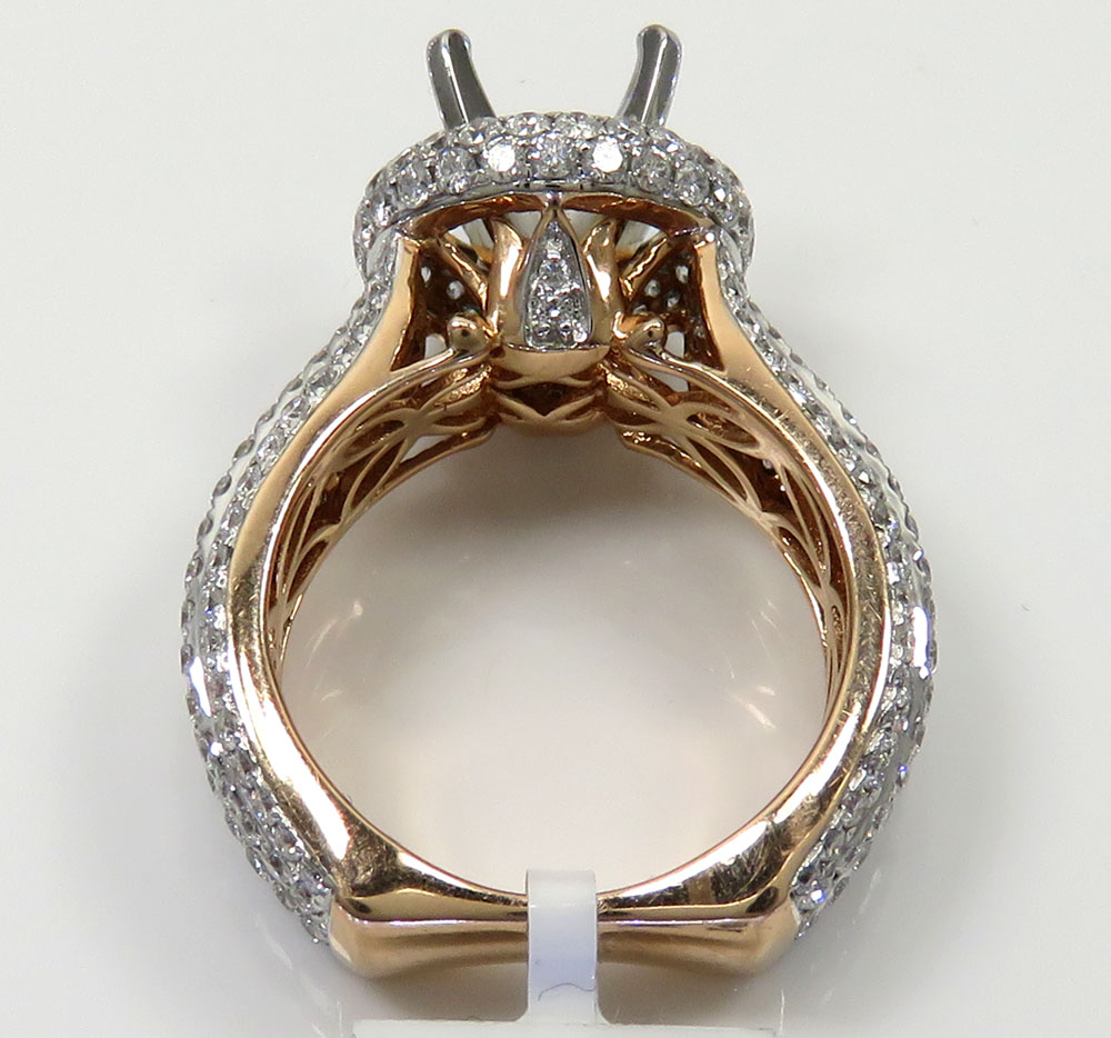 Ladies 14k rose gold diamond semi mount invisible setting ring 3.52ct - Image 4