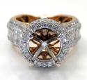 Ladies 14k rose gold diamond semi mount invisible setting ring 3.52ct