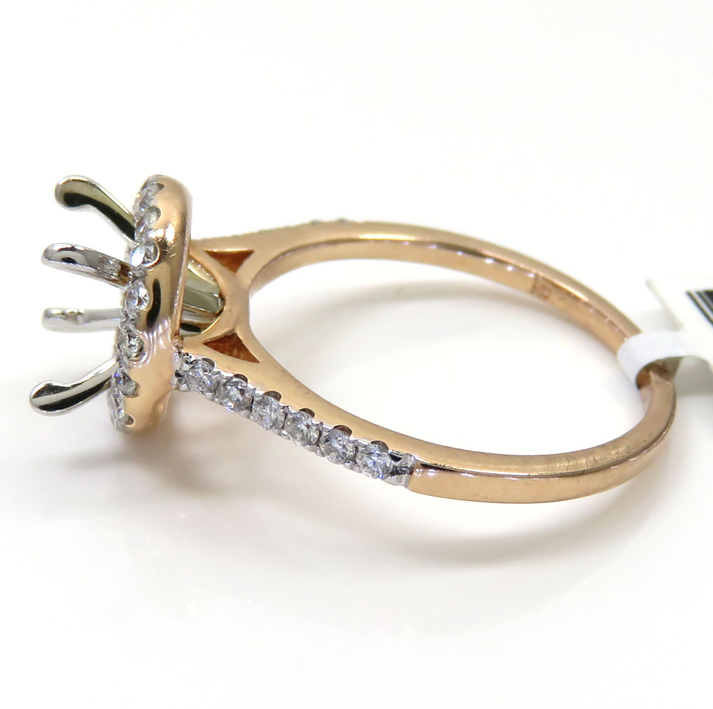 14k rose gold round diamond halo semi mount ring 0.41ct 
