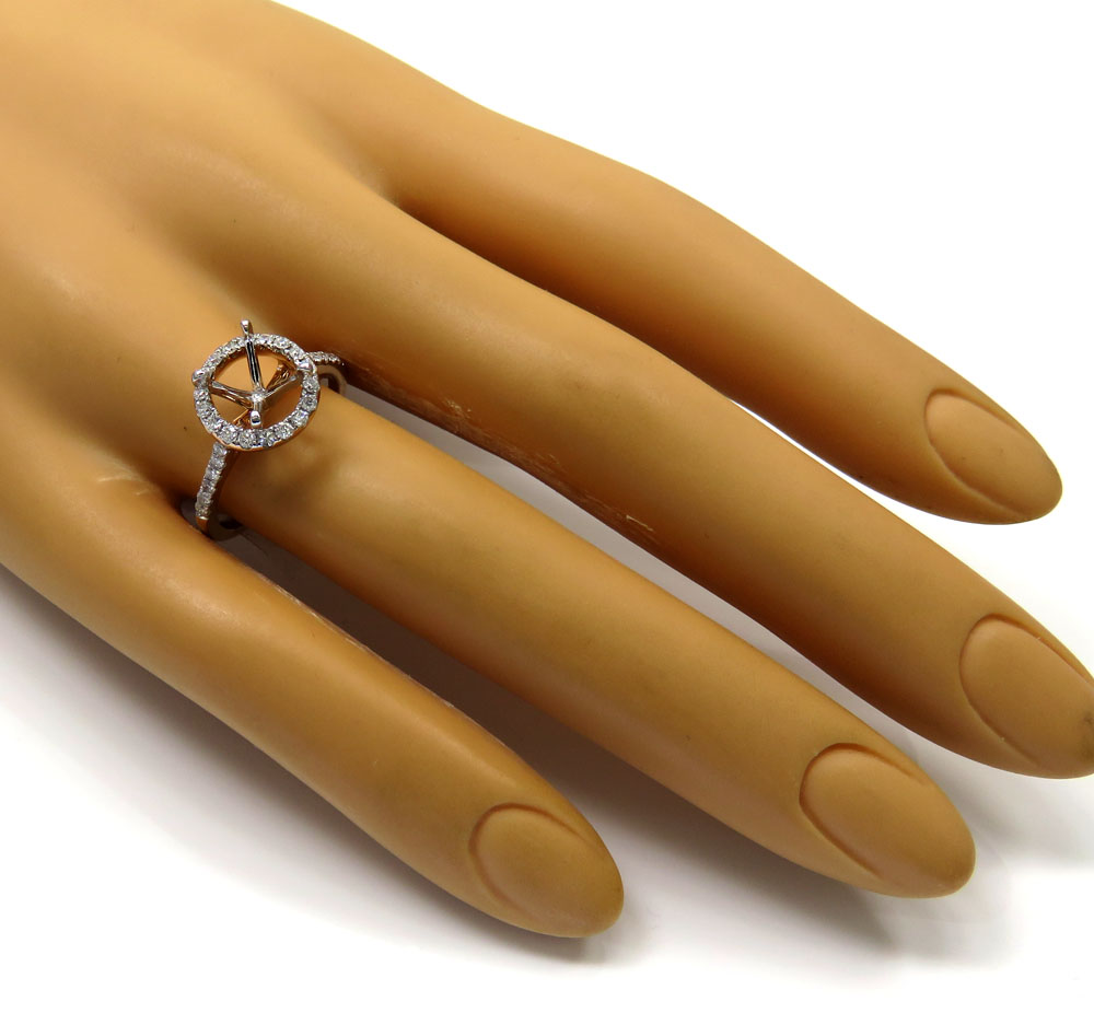 14k rose gold round diamond halo semi mount ring 0.41ct - Image 5