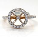 14k rose gold round diamond halo semi mount ring 0.41ct 