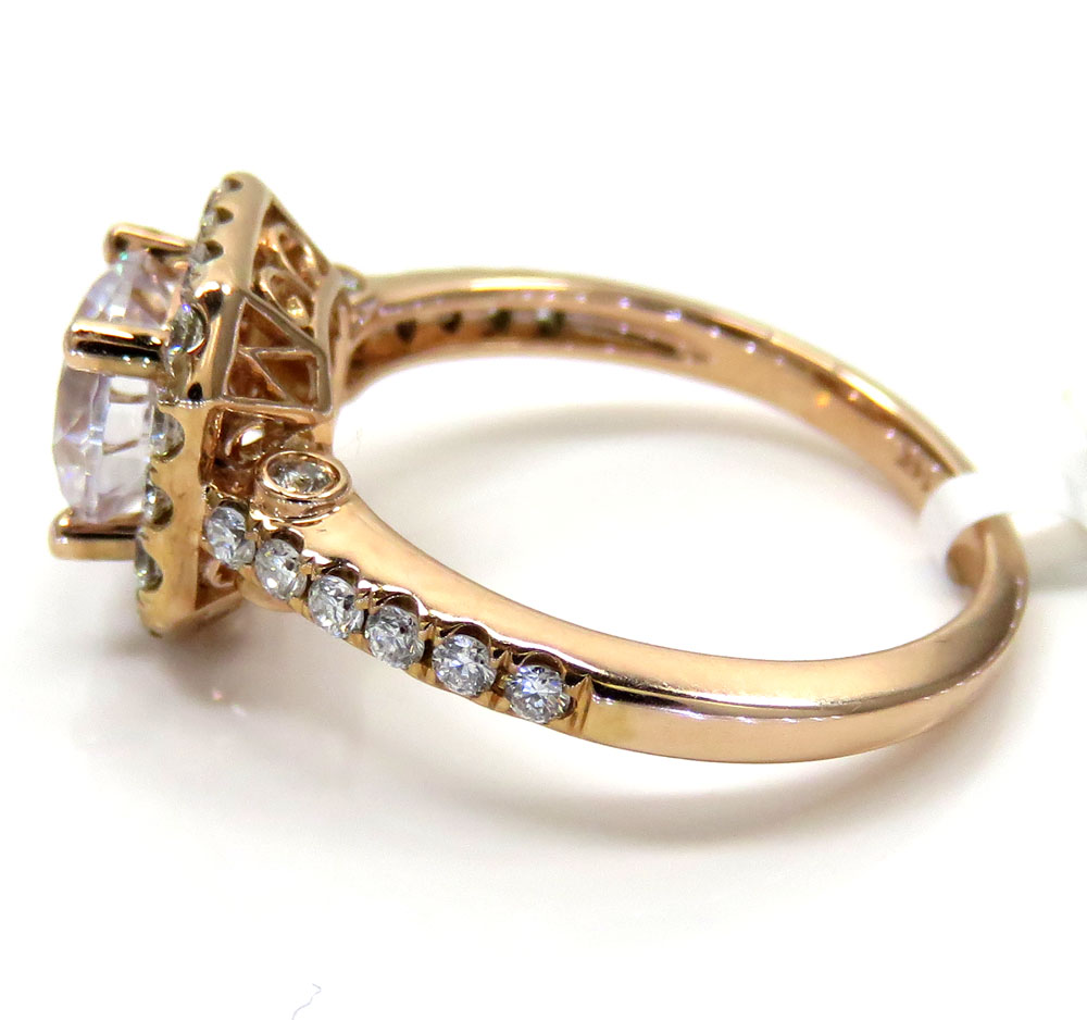 14k rose gold round diamond square halo semi mount ring 0.52ct - Image 3