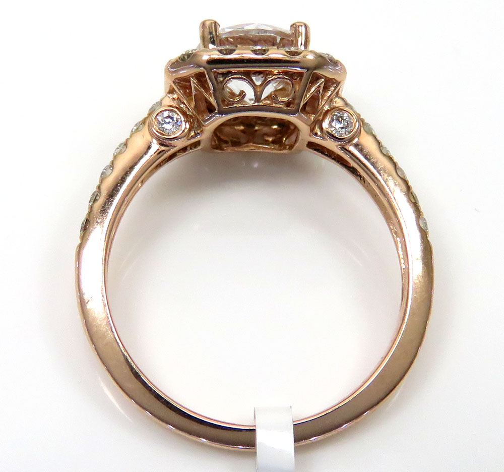 14k rose gold round diamond square halo semi mount ring 0.52ct - Image 4