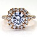 14k rose gold round diamond square halo semi mount ring 0.52ct 