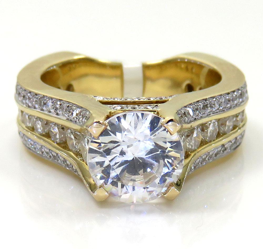 Ladies 14k yellow gold round white diamond semi mount ring 1.57ct - Image 2