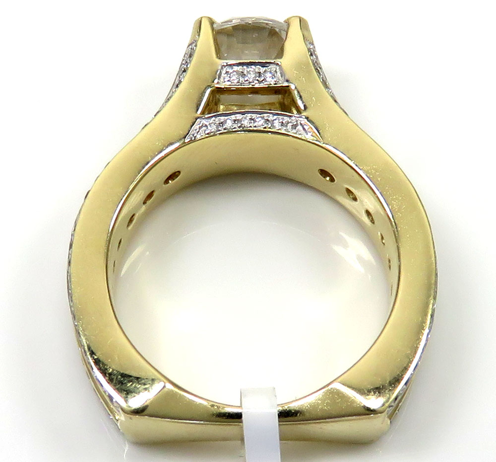 Ladies 14k yellow gold round white diamond semi mount ring 1.57ct