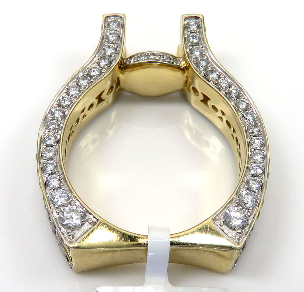 Ladies 14k yellow gold round white diamond semi mount ring 3.10ct