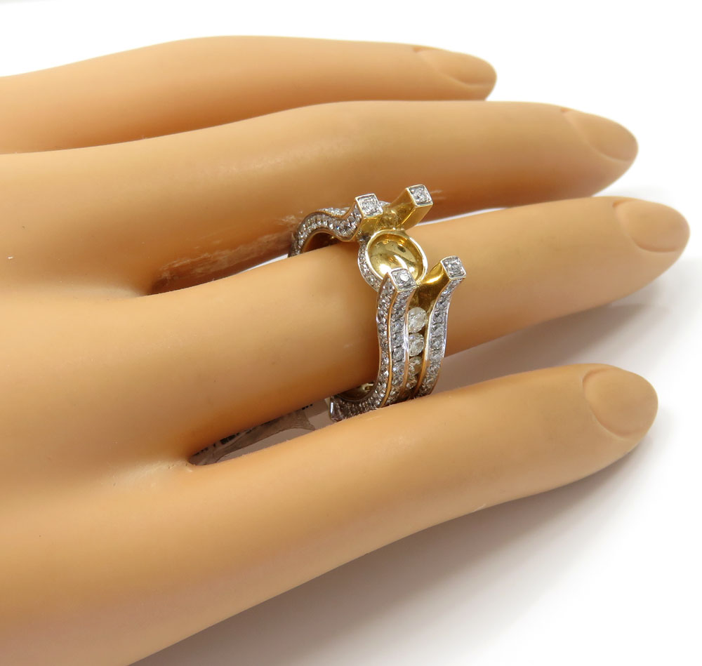 Ladies 14k yellow gold round white diamond semi mount ring 3.10ct - Image 5