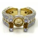 Ladies 14k yellow gold round white diamond semi mount ring 3.10ct