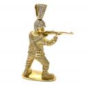 10k solid yellow gold diamond toy soldier pendant 0.61ct