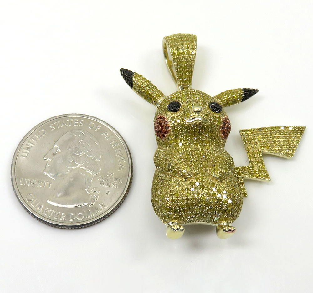 10k yellow gold canary diamond pikachu pendant 2.00ct - Image 2