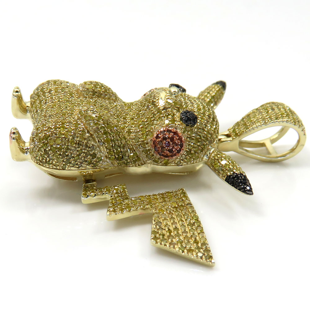 10k yellow gold canary diamond pikachu pendant 2.00ct