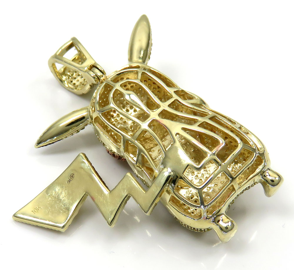 10k yellow gold canary diamond pikachu pendant 2.00ct