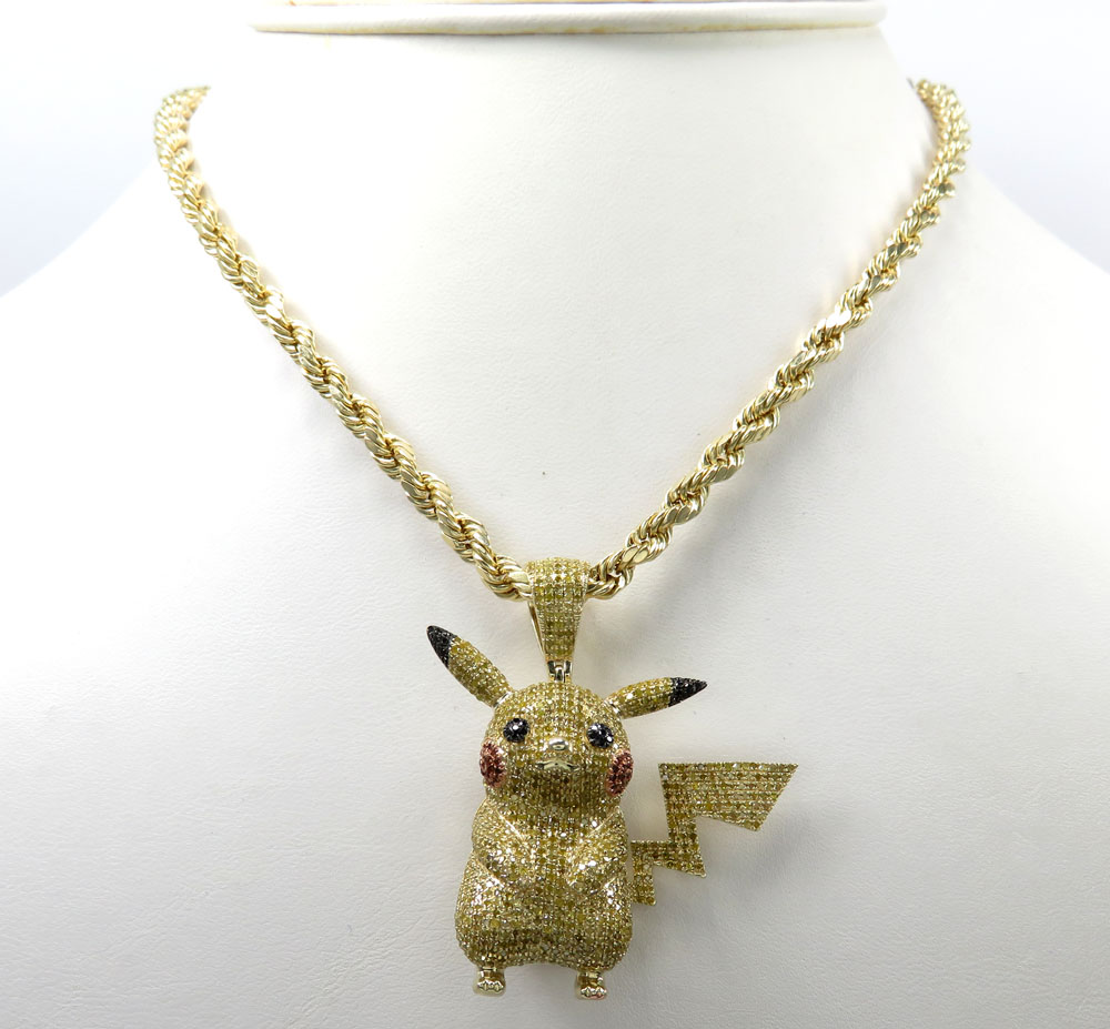 10k yellow gold canary diamond pikachu pendant 2.00ct - Image 7