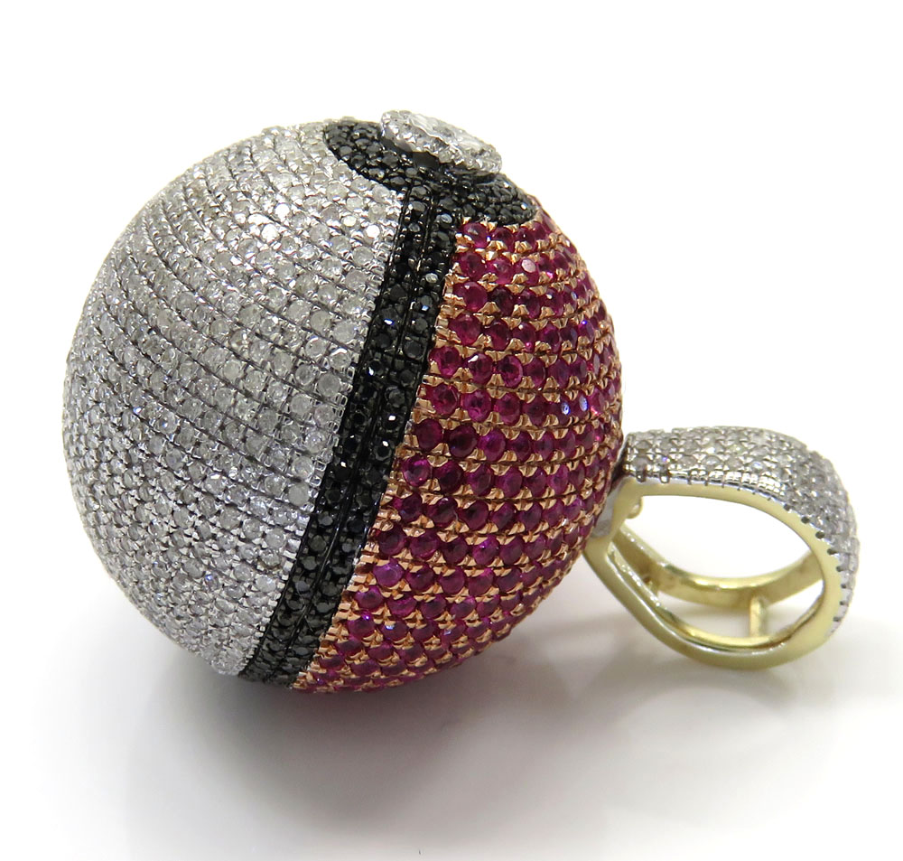 10k yellow gold iced out diamond pokeball pendant 2.19ct - Image 3