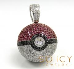 10k yellow gold iced out diamond pokeball pendant 2.19ct