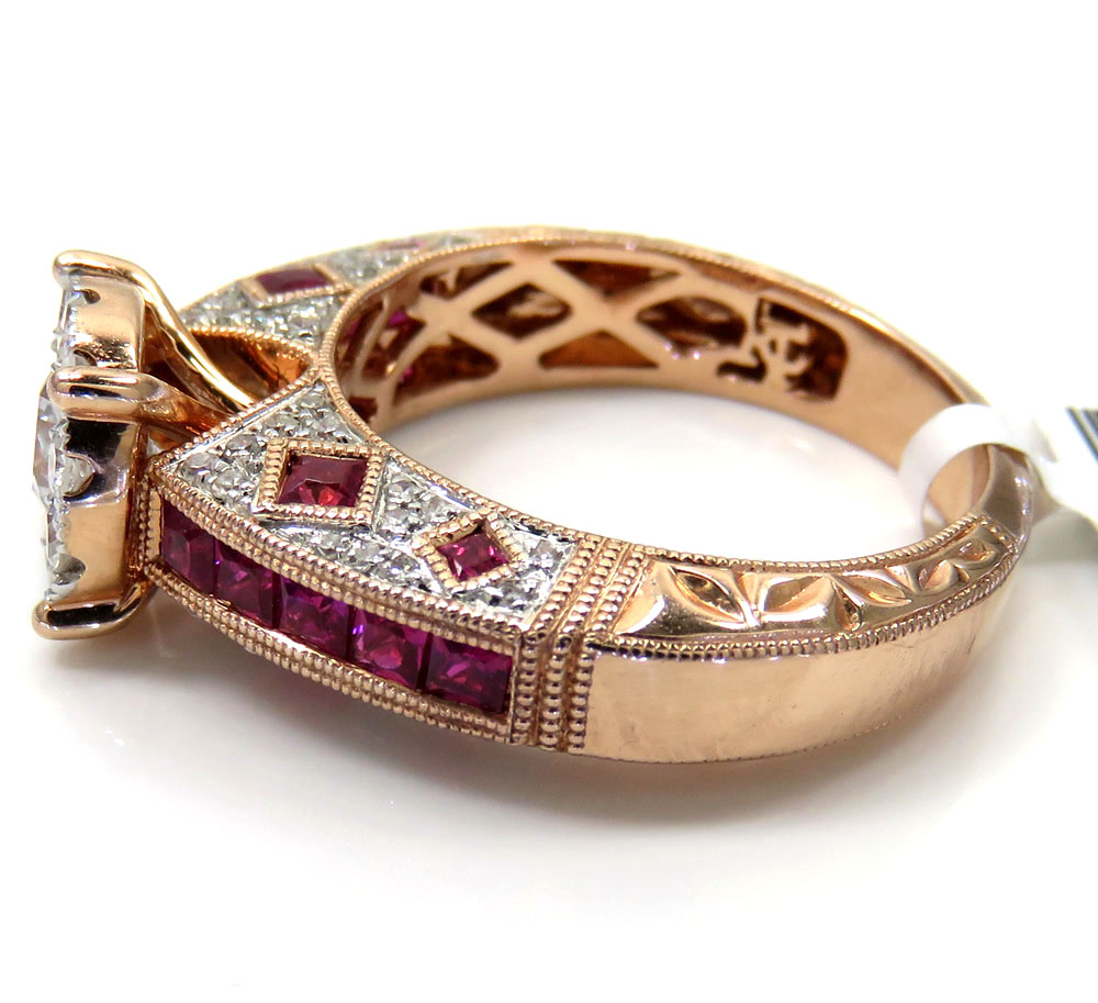 14k rose gold ruby and diamond engagement ring 1.87ct